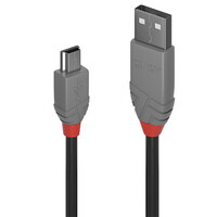 Lindy Anthra Line USB Kabel 0,5 m USB A Mini-USB B Männlich Schwarz - Grau
