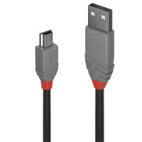 Lindy Anthra Line USB Kabel 0,5 m USB A Mini-USB B Männlich Schwarz - Grau