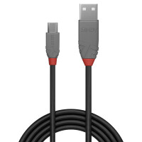 Lindy Anthra Line USB Kabel 3 m USB A Micro-USB B Männlich Schwarz - Grau