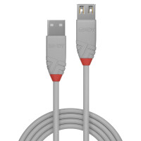 Lindy Anthra Line USB Kabel 3 m USB A Männlich Weiblich Grau
