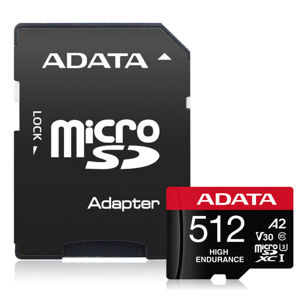 ADATA High Endurance, 512 GB, MicroSDXC, Klasse 10, UHS-I, 100 MB/s, 85 MB/s