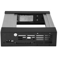 StarTech.com Hot-Swap Festplattenschacht von 5,25" auf 3,5" - Wechselbarer Laufwerksschacht für 3,5" SATA/SAS Laufwerke - Aluminium, 13,3 cm (5.25"), Carrier Panel, Schwarz, 10 TB, 3.5", SATA, Serial ATA II, Serial ATA III, Serial Attached SCSI (SAS)