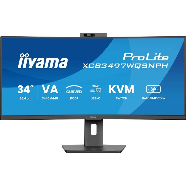 Iiyama TFT XCB3497WQSNPH VA 34//2xHDMI/DP/USB-C/curved - Flachbildschirm (TFT/LCD) - 86,4 cm