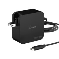 j5create 102-Watt-GaN-PD-USB-C-Reiseladegerät mit 2 Anschlüssen - einschließlich austauschbaren Netzsteckern - Drinnen - AC - USB - 1,8 m - Schwarz
