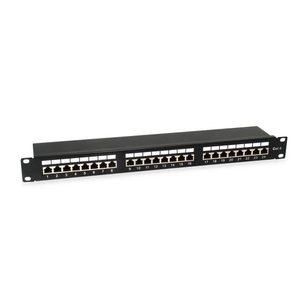 Equip 24-Ports Cat.6 Geschirmtes Patch Panel - schwarz - Gigabit Ethernet - RJ-45 - Cat6 - Schwarz - Rackeinbau - 1U