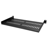 StarTech.com 1HE Regalboden für Racks - Universale Belüftete Freitragende Fachboden für 19" Netzwerkschränke und Racks - Tragkraft 20kg - Schwerlastregal aus Stahl - 10" Tief - Schwarz - Regalboden - Schwarz - Stahl - 20 kg - 1U - 482,6 mm