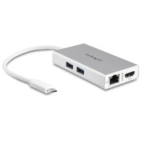 StarTech.com USB-C Multiport Adapter - USB-C Reise docking station mit 4k HDMI - 60W Power Delivery Pass-Through, GbE, 2x USB-A 3.0 Hub - Tragbares Mini USB Typ-C Dock für Laptop - Weiß, Kabelgebunden, USB 3.2 Gen 1 (3.1 Gen 1) Type-C, 60 W, USB Typ-A, US