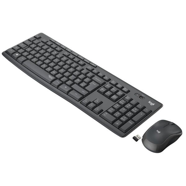 Logitech MK295 Silent, Volle Größe (100%), Kabellos, RF Wireless, AZERTY, Graphit, Maus enthalten