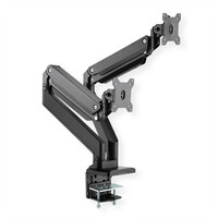 ROLINE Dual LCD Monitor Stand Pneumatic - Befestigungskit (Spannbefestigung für Tisch, 2 einstellbare Arme) für 2 LCD-Displays - Aluminiumlegierung