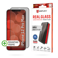 DISPLEX Privacy Panzerglas (10H) für Apple iPhone 12 Pro Max - Eco-Montagerahmen - Privacy Filter - Tempered Glas - kratzer-resistente Schutzfolie - hüllenfreundlich - Apple - iPhone 12 Pro Max - Trockene Anwendung - Schlagfest - Kratzresistent - Staubres