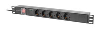 Lanberg PDU 19" LANBERG 1U 16A 2M 5X SCHUKO OUTLETS BLACK - 2 m