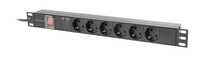 Lanberg PDU 19" LANBERG 1U 16A 2M 6X SCHUKO OUTLETS...