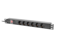Lanberg LISTWA ZASILAJCA RACK PDU 19" LANBERG 1U 16A 6X SCHUKO 2M CZARNA C14