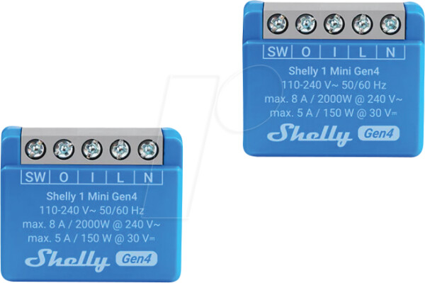 Shelly · Unterputz·""1 Mini Gen4""· 2er Pack· Relais· max