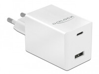 Delock USB GaN Ladegerät USB Type-C PD 3.0 und USB Typ-A mit 48 W - Drinnen - AC - 20 V - Weiß