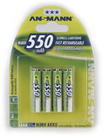Ansmann Blister 4 X Accu - AAA - 550 mAh - AAA / HR03 - Nickel-Metallhydrid (NiMH) - 1,2 V - 550 mAh - Silber