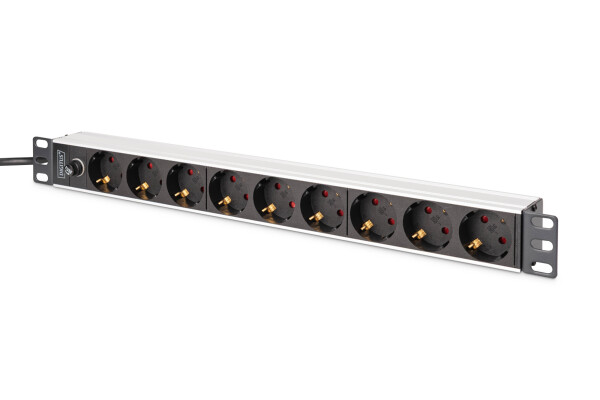 DIGITUS - DN-95437 - 1U Alu PDU,rackmount.,8x CEE 7/7 outlet,1x Stecker