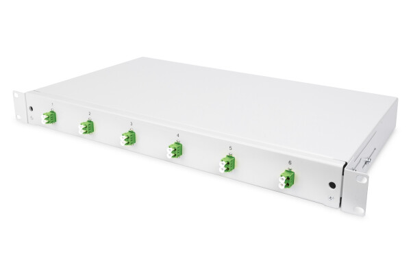 DIGITUS - DN-96330/9APC - FO Spleißbox, 1HE, bestückt, 6x LC DX, OS2, APC