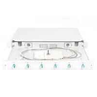 DIGITUS DN-96330/3 - LWL Spleißbox, 1HE, bestückt, 6x LC DX, OM3 inkl. Spleißkass., gefärbte Pigtails, Kupplungen