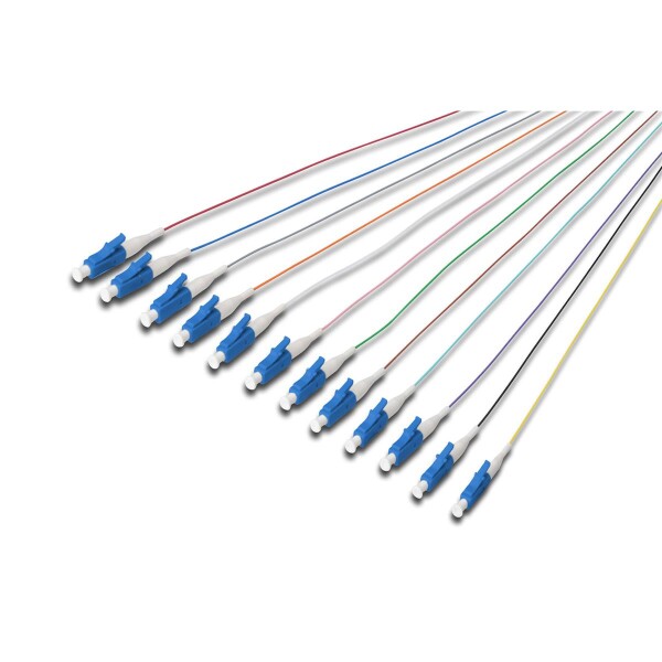 DIGITUS DK-29332-02 - LWL Pigtail-Set, 12 Stk., LC, SM OS2 09/125 µ loose buffer, Farbcode DIN IEC 304, 2 m