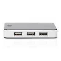 DIGITUS DA-70222 - USB 2.0 Hub 7-port, 7x USB A/F, 1x USB mini inkl. ext. Netzteil 5V DC 3.5A, 1m, sw