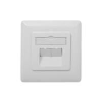 DIGITUS DN-9008-1 - CAT 6A Klasse EA, Anschl.dose, geschir.,2xRJ45,LSA reinweiß, Unterputz, horizontale Kabelinstallation