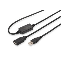 DIGITUS DA-73100-1 - Aktives USB 2.0 Verlängerungskabel, 10 m A/Stecker nach A/Buchse, schwarz