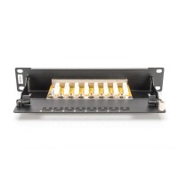 DIGITUS DN-91608S - CAT 6, Klasse E Patch Panel,geschirmt,8-Port RJ45 8P8C, LSA, 1HE, 254 mm(10")Rack Mount, schwarz