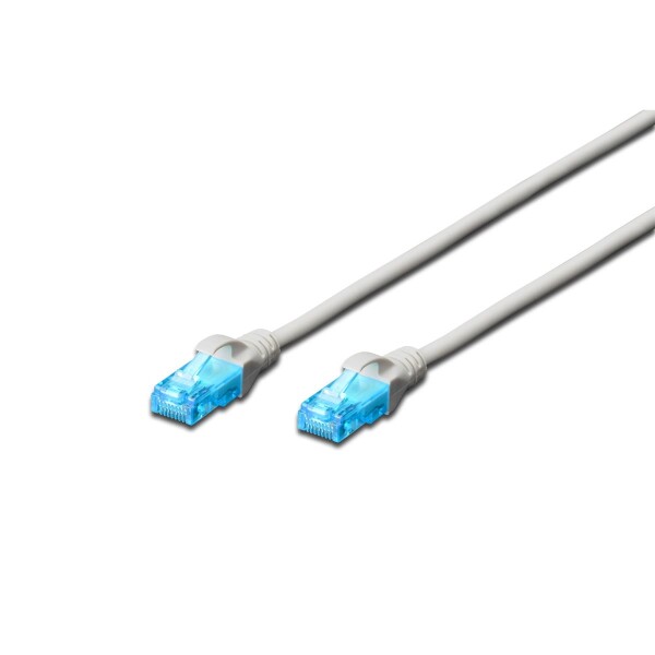 DIGITUS DK-1512-100 - CAT 5e U-UTP Patchkabel, PVC AWG 26/7, Länge 10 m, Farbe Grau