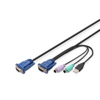 DIGITUS DS-19232 - KVM-Kabelsatz,VGA,PS/2-Mouse,PS/2-Keyboard, USB schwarz, 3,0 m