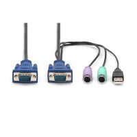 DIGITUS DS-19232 - KVM-Kabelsatz,VGA,PS/2-Mouse,PS/2-Keyboard, USB schwarz, 3,0 m