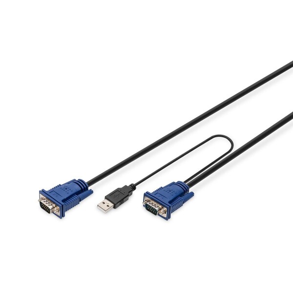 DIGITUS DS-19233 - KVM Kabelsatz,VGA,PS/2-Mouse,PS/2-Keyboard, USB schwarz, 5 M