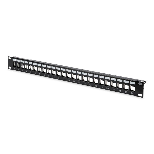 DIGITUS DN-91411 - Modular Patch Panel, geschirmt 24-Port, blank, 1HE, Rack Mount, Schwarz RAL 9005