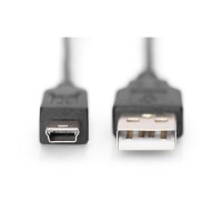 DIGITUS AK-300130-018-S - USB 2.0 Anschlusskabel, Typ A - mini B (5pin) St/St, 1.8m, USB 2.0 konform, sw