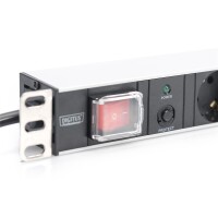 DIGITUS DN-95403 - 1HE Aluminium PDU, Rack Mount, 7x Schutzkontakt 16A, 4000W, 250VAC 50/60Hz, Überlastschutz