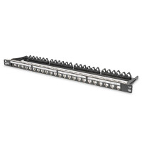 DIGITUS DN-91422 - Modulares Patch Panel, geschirmt, 24-Port Beschriftungseld, 0,5HE, Rack Mount, Sw RAL 9005