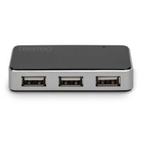 DIGITUS DA-70220 - USB 2.0, 4-Port Hub, 4x USB A/F, 1x USB Bmini/F inkl. USB A/M zu mini5P Kabel