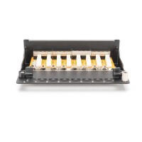 DIGITUS DN-91608SD - Desktop CAT 6 Patch Panel, geschirmt Klasse E, 8-Port RJ45, 8P8C, LSA, Schwarz RAL 9005