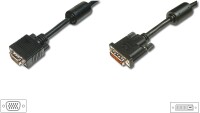 DIGITUS AK-320300-020-S - DVI Adapterkabel, DVI(24+5) - HD15, 2x Ferrit St/St, 2.0m, DVI-I Dual Link, sw