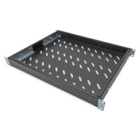 DIGITUS DN-97645 - 1HE Fachboden festeinbau für 600 mm tiefe Schränke 44x482x350mm, einst. 350 bis 550 mm Tiefe, schwarz